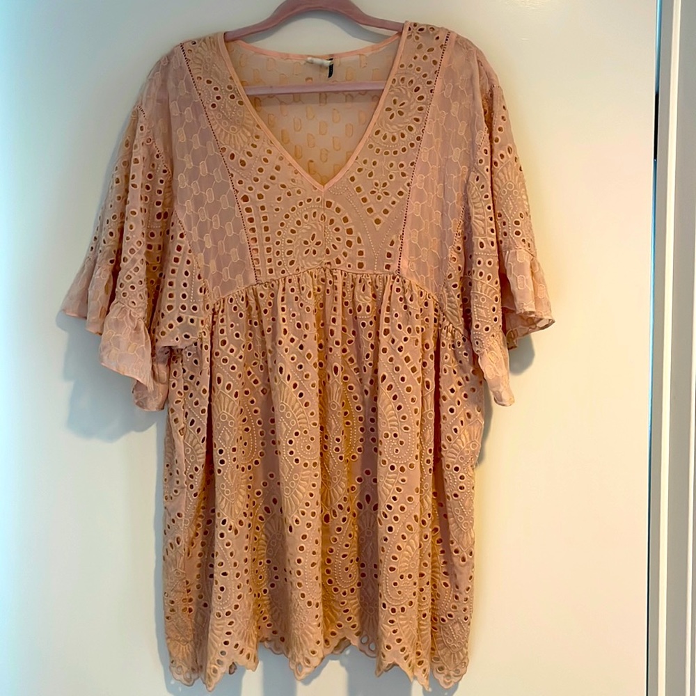 Sheer Apricot Colored Dress/ Beach Cover Up